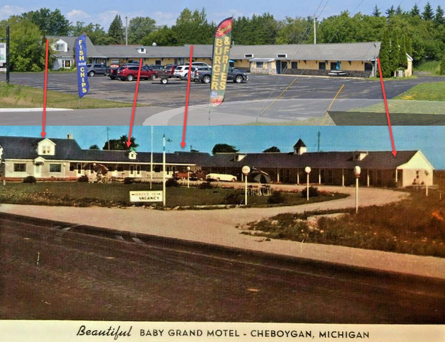 Baby Grand Motel - Comparison Of Post Card And Street View